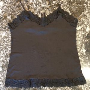Comfy Stretch! NWT - L WHBM Black Cami with Stretch Lace Trim, Adjustable Straps